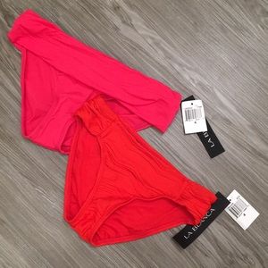 NWT La Blanca A lot 2 swim bottoms red pink size 4